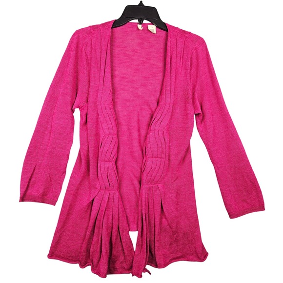 Moth By Anthropologie Open Front Cardigan Draped Lightweight Knit Fuchsia Sz M - Picture 1 of 8